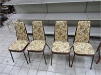 Mcm brown/flowered vinyl kitchen chairs.