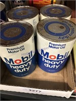 Mobil motor oil 1 qt. cans, empty, set of 4