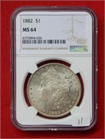 1882 Morgan Silver Dollar NGC MS64