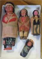 4 Skookum Indian Dolls
