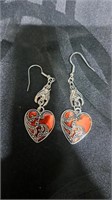 Red Bat and Heart Earrings