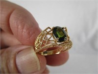 14K Gold Vintage Filigree Topaz Ring