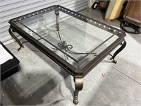 Metal Coffee Table w/ Beviled Glass