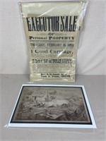 Antique Executor Sale Poster & Civil War Prints
