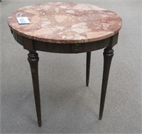 Regency style 28" round table with rose marble top
