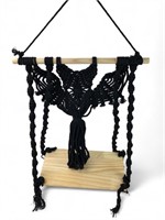 Handmade Macrame Bat Hanging Wood Shelf Display