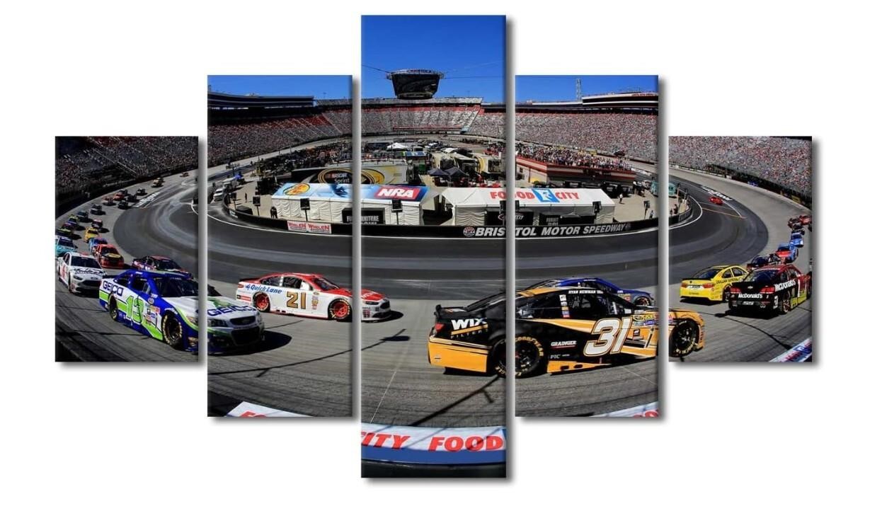 TUMOVO 5 Piece Canvas Wall Art NASCAR 60x40in