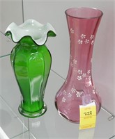 EARLY CRANBERRY & CASE GLASS VASES