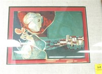 SIGNED LITHOGRAPH "LA VILLAGE" BY SUNOL ALVAR