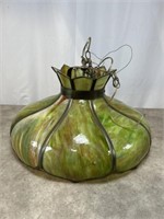 Mid century large green stain glass lampshade