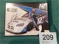 Ryan Newman #12 autographed 8x10 promo card,
