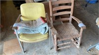 Rocking chair and yellow chair, metal chair