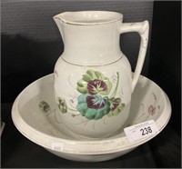 Handpainted Ironstone Pitcher & Bowl.