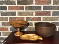 2 wooden bowls signed