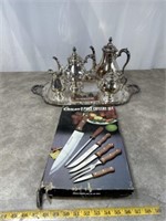 Assortment of silver plated tea service with tray