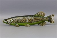 23" Carved Fish by Unknown Carver, Stamped Eyes,