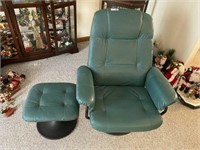 Leather Swivel Chair with Ottoman