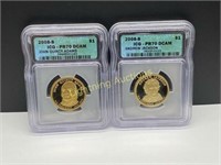 TWO GOLD TONE PRESIDENTIAL DOLLARS ICG-PR70 CAM