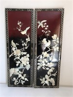 Vintage Mother Of Pearl & Enamel Chinese Panels