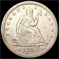 1853 A+R Seated Liberty Quarter LIGHTLY