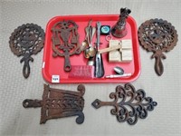 Cast Iron Hotplates, Silverware, Metal Bell,