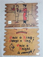 Pair of 2 Vintage Satire Art on Wood Boards