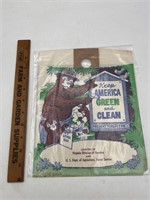 Vintage SMOKEY THE BEAR 1950's Paper Litter Bag