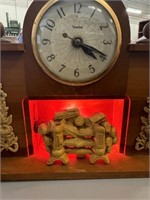 Vintage United Electric Flickering Fireplace Clock