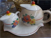 Hostessware teapot, creamer tray as is