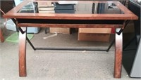 Glass Top Desk w/Pullout Shelf 48" x 24" x 30" H