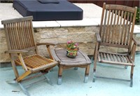 TEAK POOL CHAIRS / TABLE