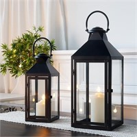 Jhy Design Set Of 2 Black Decorative Lanterns