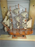 Vintage H.M.S. Bounty Wooden Model Display Ship