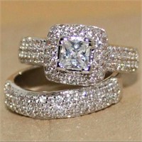 Luxury Cubic Zircon 925 Silver Plated Ring Women