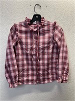 Vintage 80s Femme Prairie Style Plaid Top Shirt