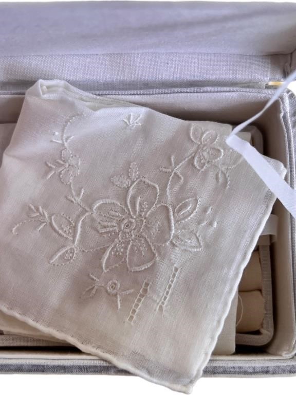Linen Jewelry Box & Handkerchiefs