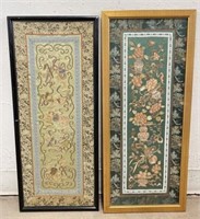 Framed Asian Style Embroidered Panels