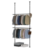 HOSKO Floor to Ceiling Clothes Rack, 2-Tier