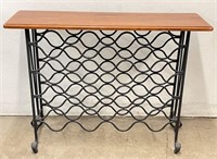 Metal and Wood Console Table w/ Wine Storage