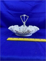 Fenton white hobnail fluted bowl