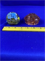 Flower frog and art glass paperweight