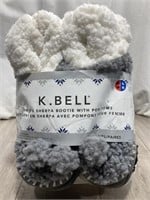 K Bell Ladies Sherpa Bootie with Poms Poms M L