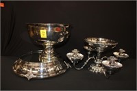 3pc Silverplate Epergne, Punchbowl, Cake Stand