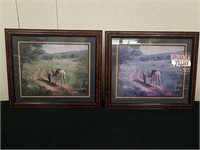 Two framed, matted and signed 19x 16.5 in vintage