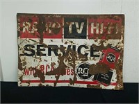 Vintage 40x 27.5 in radio/tv/hifi metal sign
