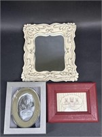 Two Small Picture Frames & Mirror