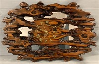 Rustic Handmade Wooden Mirror Wall Clock