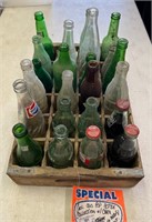 Vintage Pepsi Crate w/Vintage Bottles