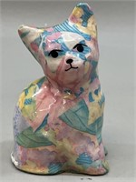 Colourful paper mache cat