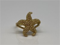 14K Gold Starfish Ring.